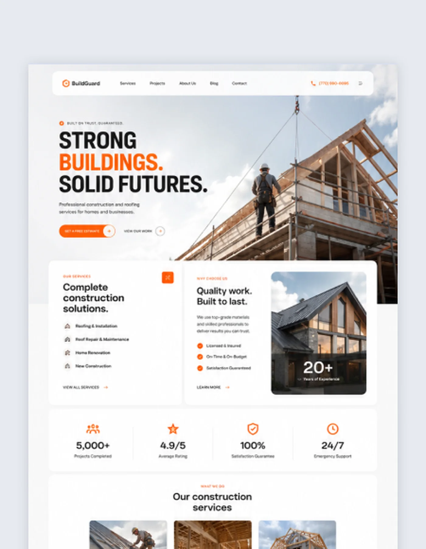 Roofing landing page built by Symmetry Way